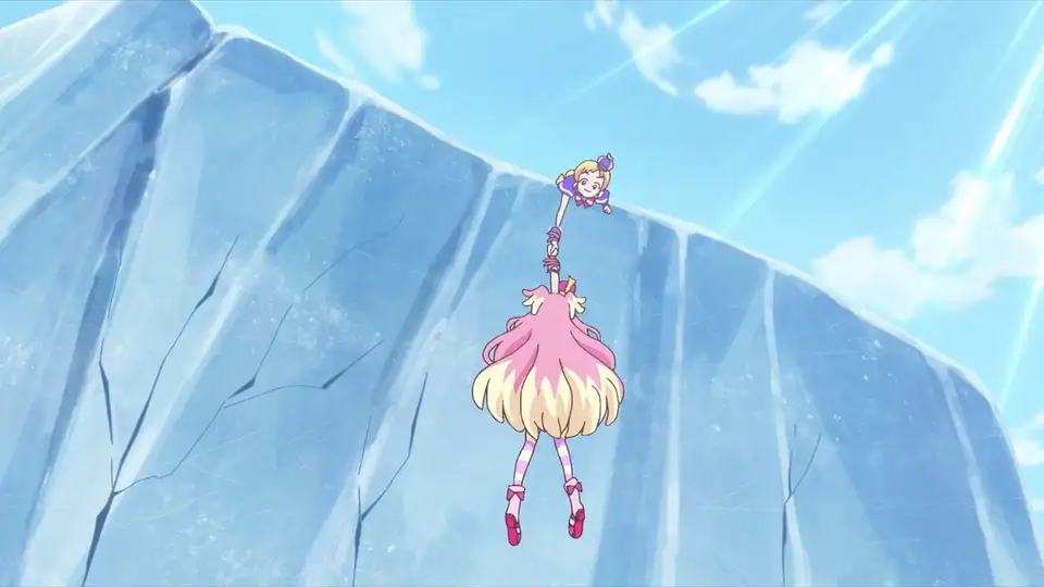 割れそうな氷の上でのんびり話す二人