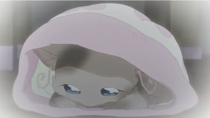 まゆにもらった帽子で温まるユキ